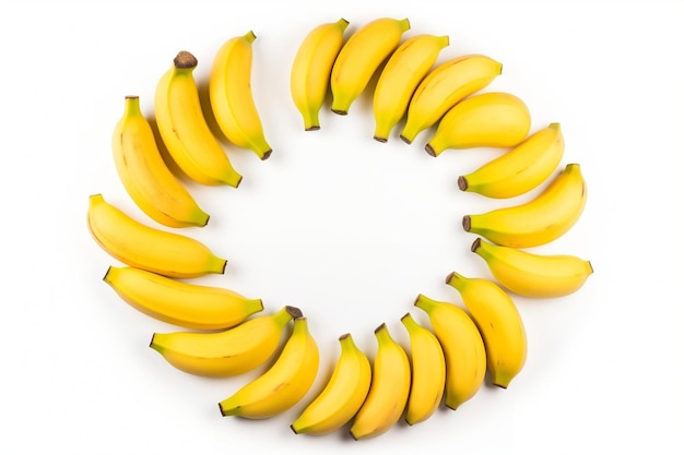 Cerchio di banane isolato su sfondo bianco IA generativa