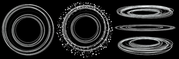 Cerchio di luce astratto Il set di incandescenza blu includeva un tracciato di ritaglio isolato