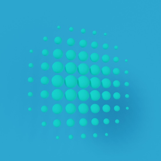 Cerchio di mezzitoni in 3d. punti della sfera della sfera 3d.