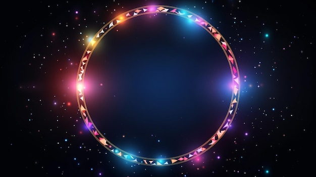Cerchio di stelle magiche colorate con bagliore rotondo moderno