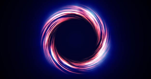 Cerchio di vortice ad anello di strisce e linee di viola brillante bella energia magica incandescente al neon
