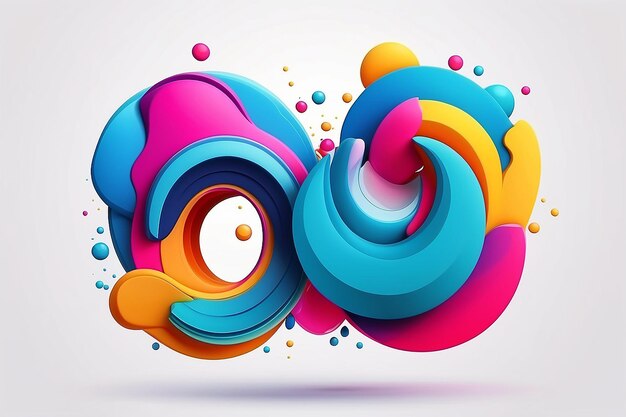Cerchio liquido colorato Forme geometriche astratte su sfondo bianco Elementi di design vettoriale 3D