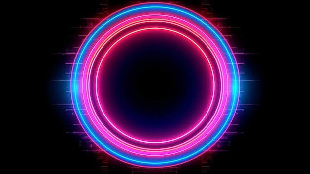 Cerchio luminoso in stile neon con carta da parati orizzontale