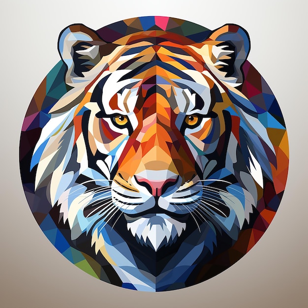 cerchio piatto tigre logo vettoriale minimo bianco beground da piatto mondrian