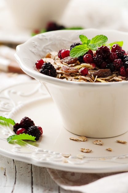 Cereali d'avena con frutti di bosco