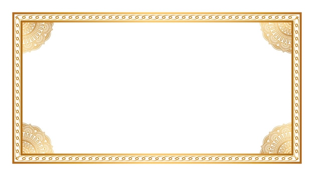 Certificato rettangolo dorato Confine modello linea cornice fotografica invito di matrimonio islamico sfondo