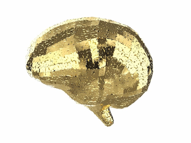 Cervello AI con cervello elettronico o digitale dorato