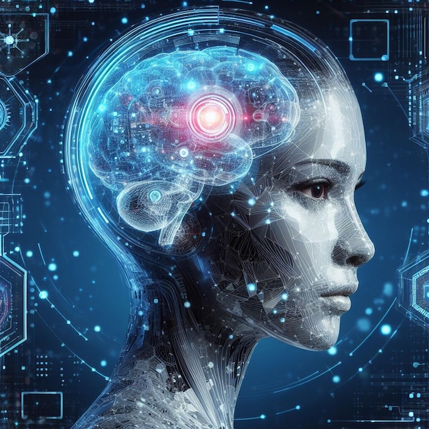 Cervello artificiale un cervello umano con cervello AI immagini di cervello umano AI