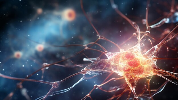 cervello con concetto di neurone e cellule neuroniche