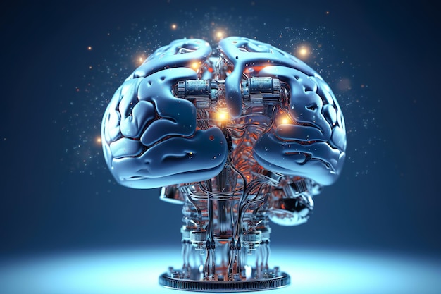 Cervello con concetto di tecnologia di intelligenza artificiale ai generativo