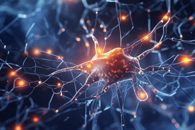 Cervello intricato web neurale complesso sistema nervoso primo piano della cellula evidenziare neuroni progettazione medica