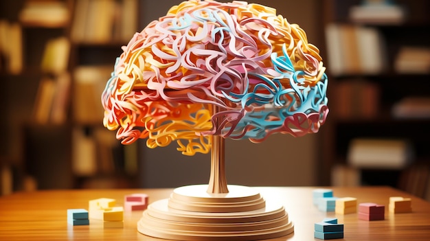 Cervello umano con colori di carta