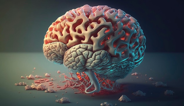 Cervello umano Illustrazione concettuale medica e sanitaria rendering 3d Generare Aix9