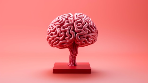 Cervello umano rosa su sfondo nero Arte del cervello