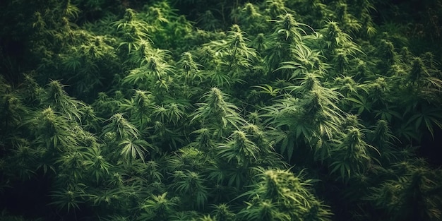 Cespugli di cannabis in fiore di marijuana medica in azienda agricola legale Illustrazione dell'IA generativa