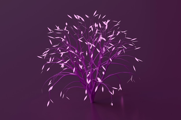 Cespuglio o albero viola di fantasia sul colore viola