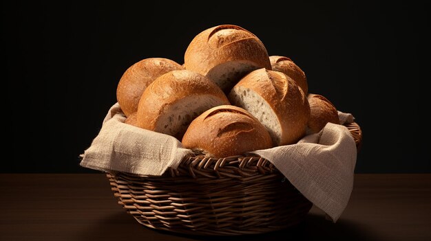 Cesto con pane su uno sfondo trasparente