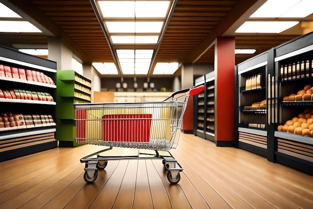 cesto del supermercato con icona di posizione in realistico 3D render shopping concetto mercato shopping