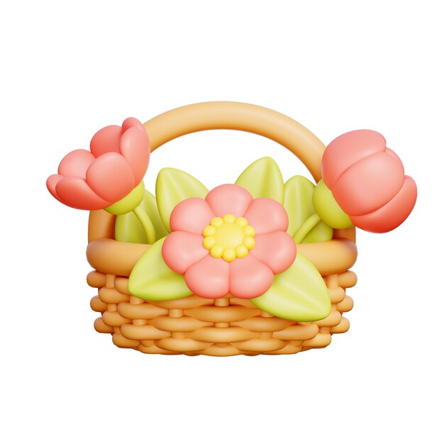 Cesto di fiori 3D stagione primaverile fiore di giardino