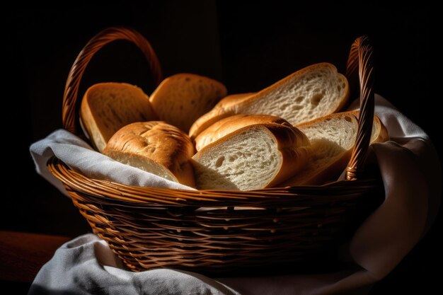 Cesto di pane appena sfornato