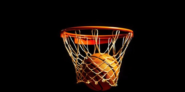 Cesto di punteggio di basket con sfondo nero e spazio vuoto