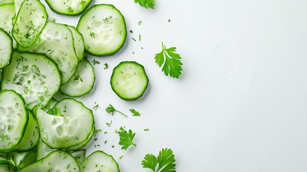 Cetrioli tagliati su sfondo bianco