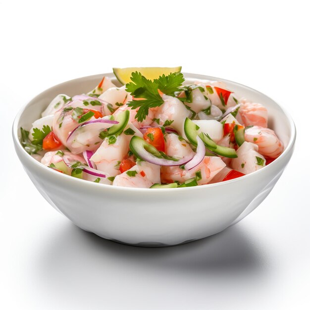 ceviche isolato su sfondo bianco AI generativo