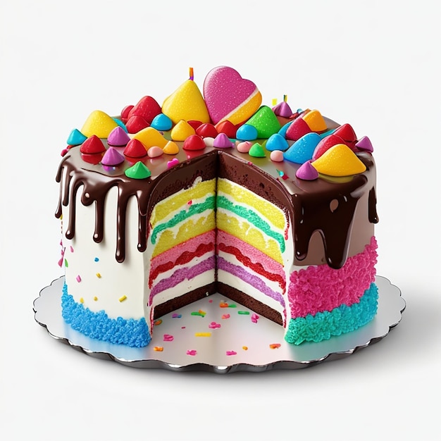 CF 09 _ La torta di compleanno è color arcobaleno ricoperta di cioccolato