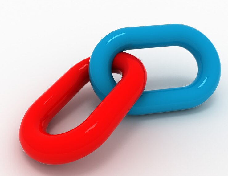 Photo chain link concept .3d illustration on white background