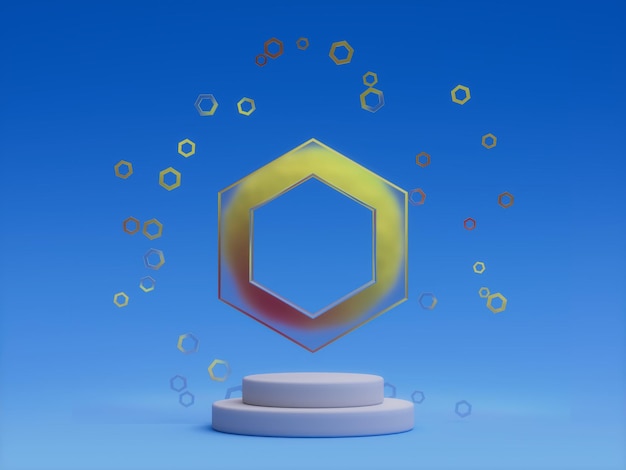 Chainlink Crypto Podio Piattaforma Abstract Minimal Showcase Illustrazione 3D