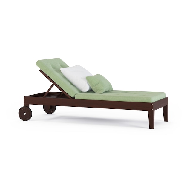 Chaise longue su sfondo bianco. Rendering 3D.