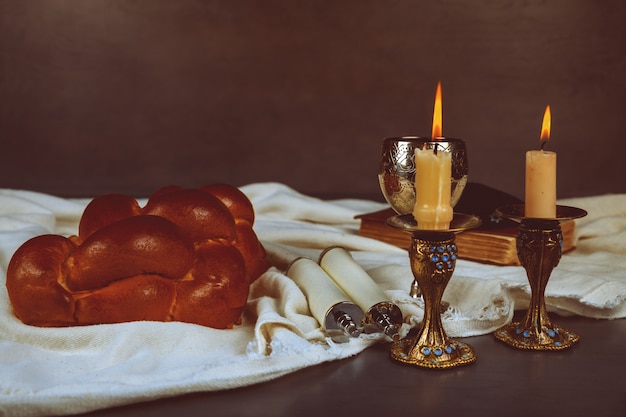 Challah al forno Santo Shabbat Shalom Rituale ebraico tradizionale del Sabbath