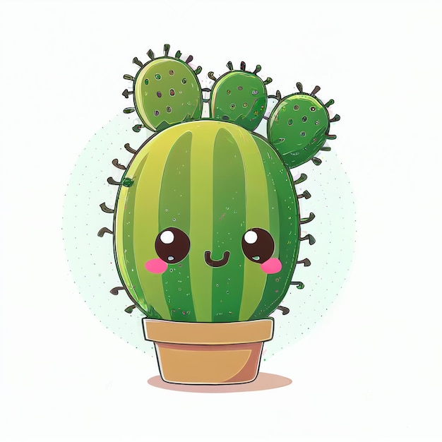 Character design cartoon simpatico cactus su sfondo isolato creato con tecnologia generativa AI