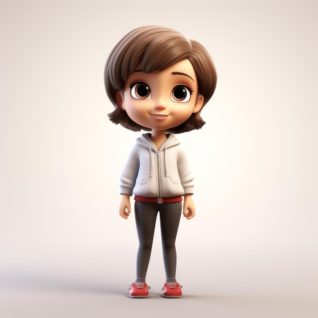 Charming Anime Character Design 3d Rendered Woman In Sweatshirt