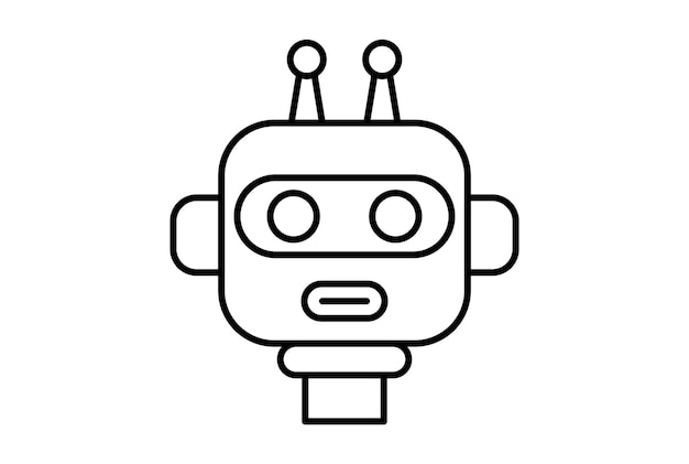 Chat bot linea icona sito web simbolo intelligenza artificiale segno nero per app o web