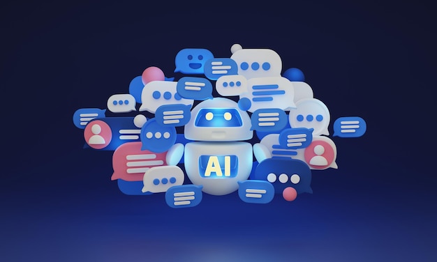 Chat GPT Assistente AI virtuale e illustrazione 3D del robot di servizio