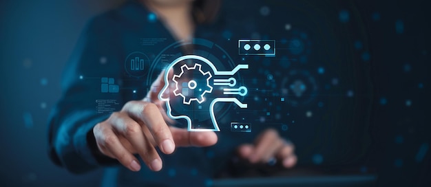 Chatbot AI di rendering 3D e concetto di tecnologia di innovazione fintech