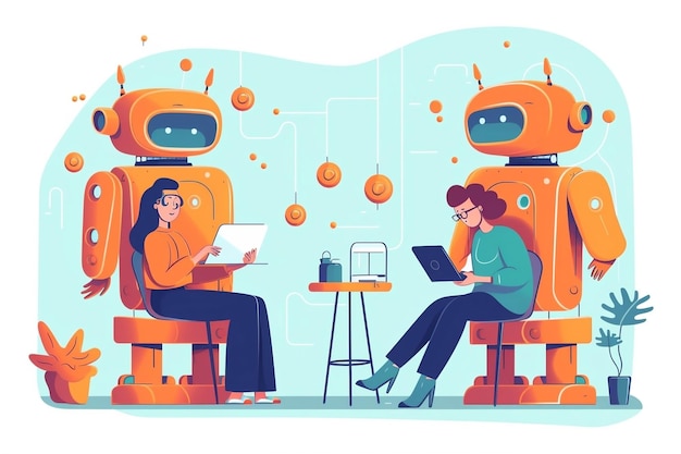 Chatbot AI impegnati e in conversazione nel regno digitale AI generativa