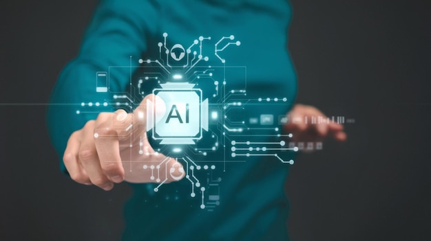 Chatbot conversation Person using online customer service with chat bot to get support Artificial