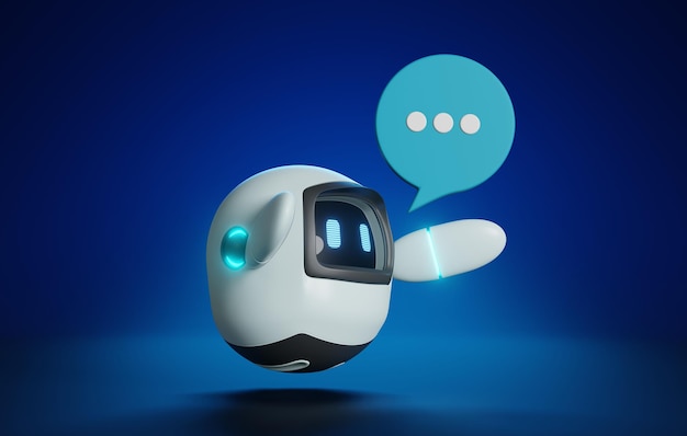 Chatbot di intelligenza artificiale su smartphone rendering 3D futuristico