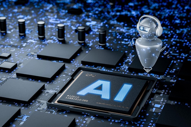 Chatbot of artificial intelligence AI for robot control Robotics Reason Artificial intelligence generates content Artificial intelligence will replace humans AI writes program code 3D render