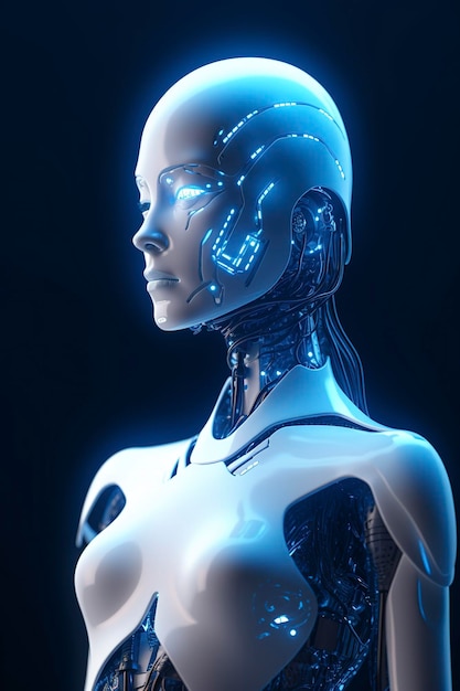 ChatGPT a Thinking robot a Humanoid robot faces closeup futuristic modern tech chatbot assistenza conversazione automatica Future digital technology AI concetto di intelligenza artificiale generare ai