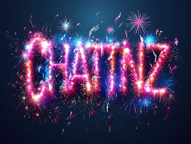 Chatting Text con effetto fuochi d'artificio e caratteri sans serif a grassetto Decor creativo Live Stream Background