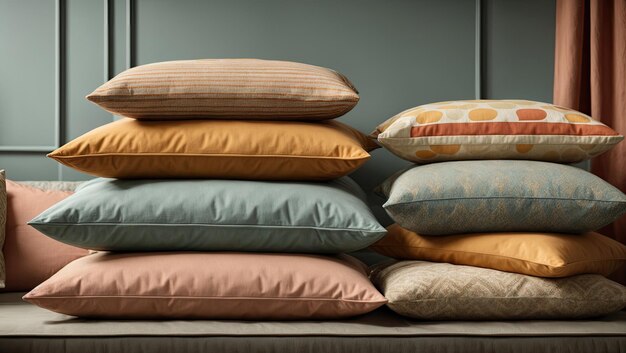 Che ne dici di "Retro Stacked Pillows in Vintage Colors 8K Quality"