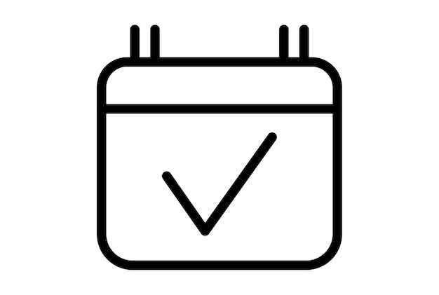 check calendar line icon black tick web symbol minimalist app sign