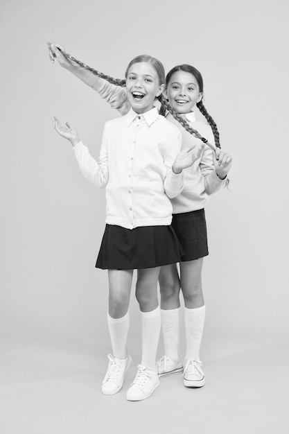 Cheerful mood concept My dear friend First school day Sisterhood and friendship School friendship Support and friendship Friendly relationship Friendship goals Cute school girls classmates