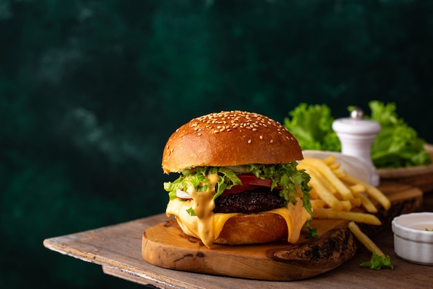 Cheeseburger con cotoletta di manzo e verdure