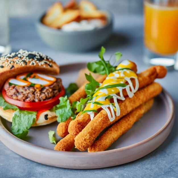 Cheeseburger con patatine.