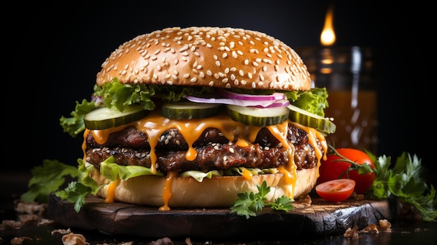 cheeseburger HD 8k carta da parati Stock Immagine fotografica