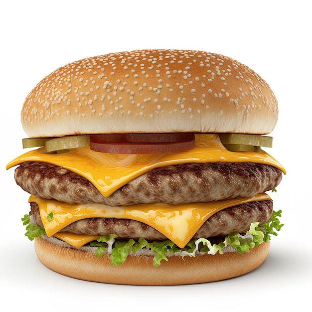Cheeseburger su sfondo bianco isolato